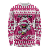 Personalized Power Pink Ranger Santa Claus Long Sleeve Shirt Funny Christmas - Wonder Print Shop