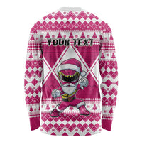 Personalized Power Pink Ranger Santa Claus Long Sleeve Shirt Funny Christmas - Wonder Print Shop
