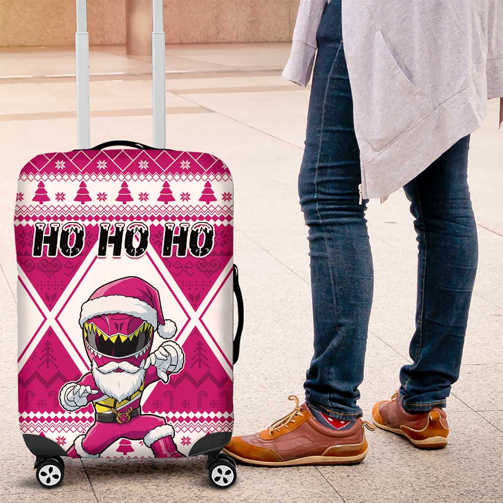 Power Pink Ranger Santa Claus Luggage Cover Funny Christmas - Wonder Print Shop