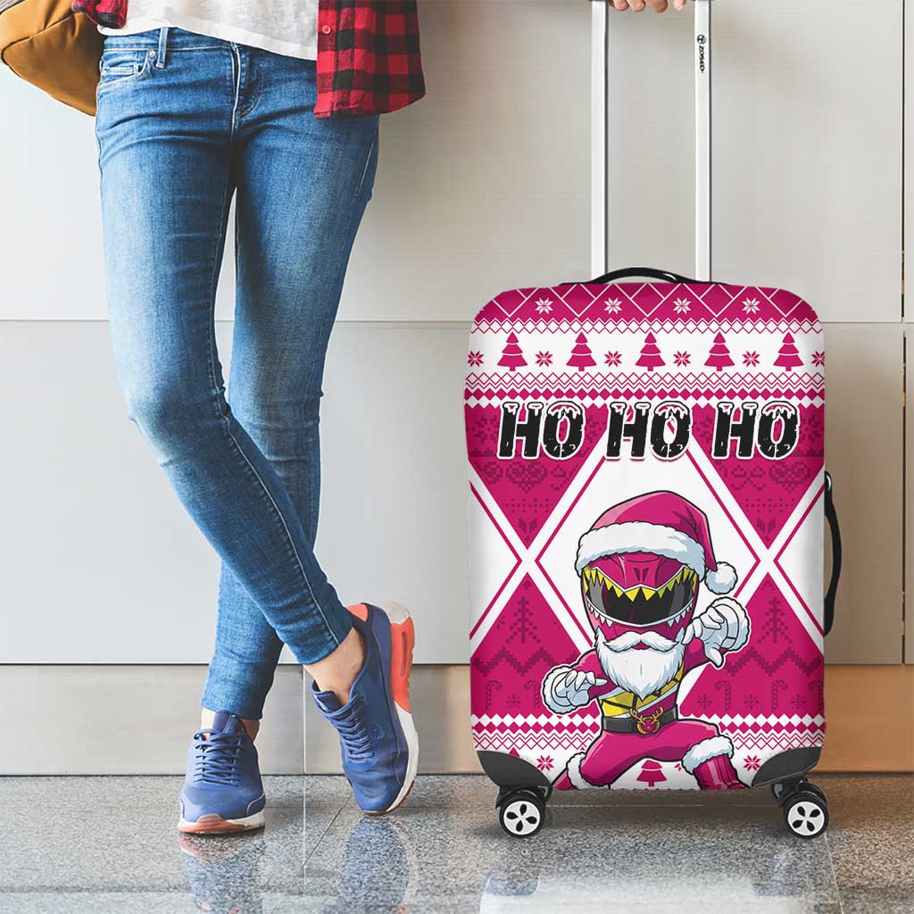 Power Pink Ranger Santa Claus Luggage Cover Funny Christmas - Wonder Print Shop