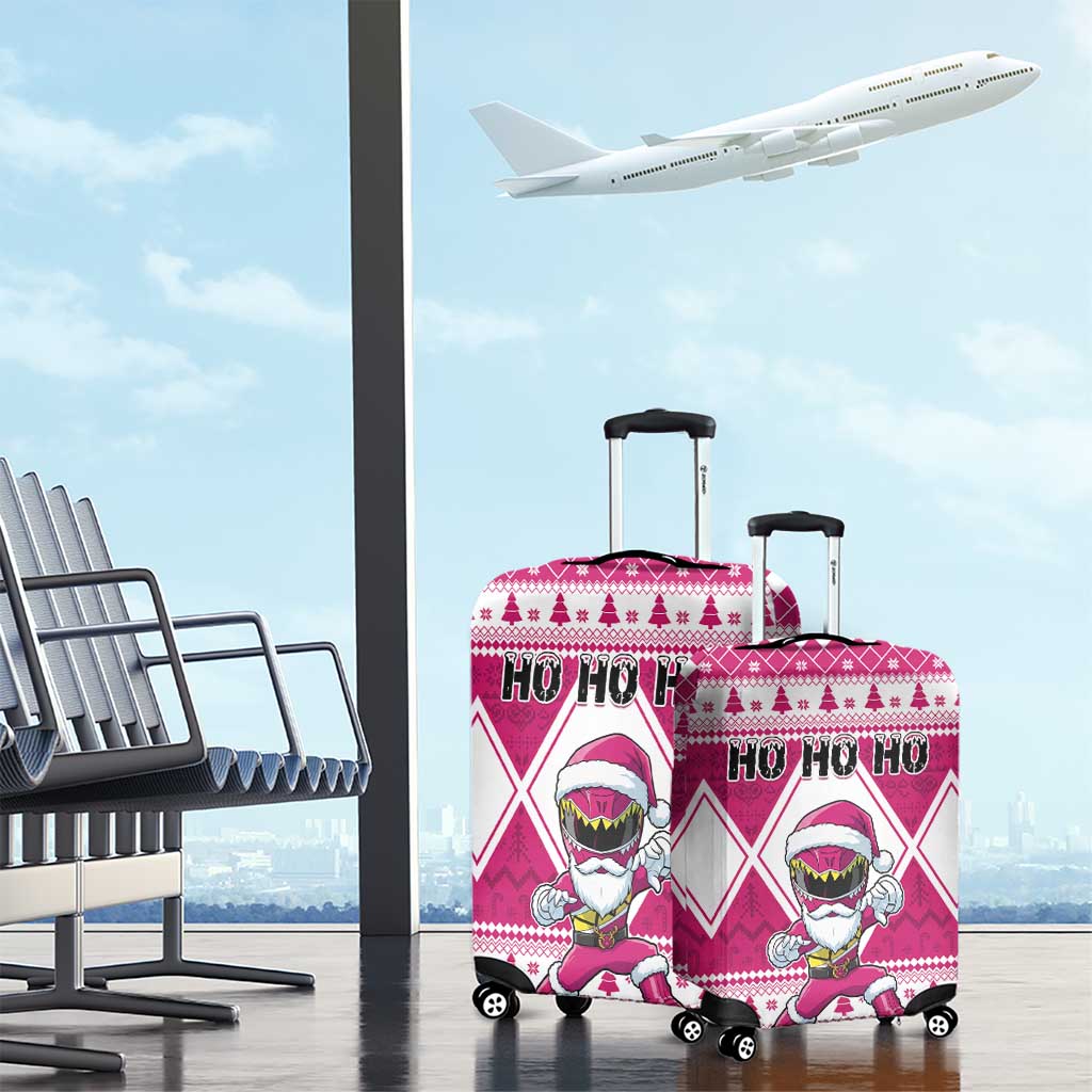 Power Pink Ranger Santa Claus Luggage Cover Funny Christmas - Wonder Print Shop