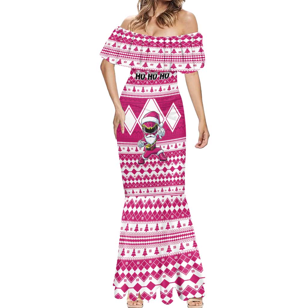 Personalized Power Pink Ranger Santa Claus Mermaid Dress Funny Christmas - Wonder Print Shop