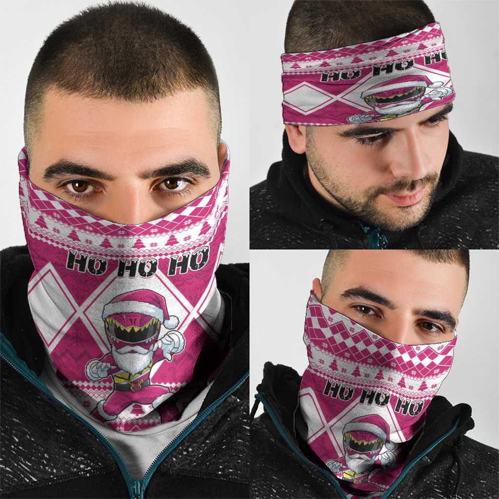 Power Pink Ranger Santa Claus Neck Gaiter Funny Christmas - Wonder Print Shop