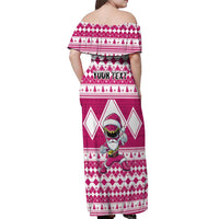 Personalized Power Pink Ranger Santa Claus Off Shoulder Maxi Dress Funny Christmas - Wonder Print Shop