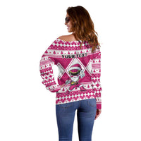 Personalized Power Pink Ranger Santa Claus Off Shoulder Sweater Funny Christmas - Wonder Print Shop