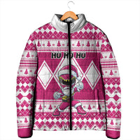 Personalized Power Pink Ranger Santa Claus Padded Jacket Funny Christmas - Wonder Print Shop