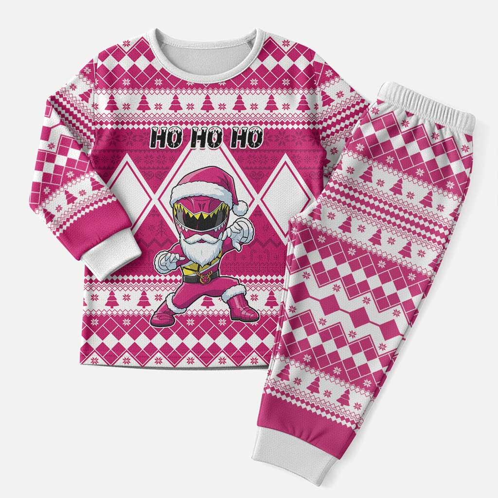 Power Pink Ranger Santa Claus Christmas Pajama Set Funny Christmas - Wonder Print Shop