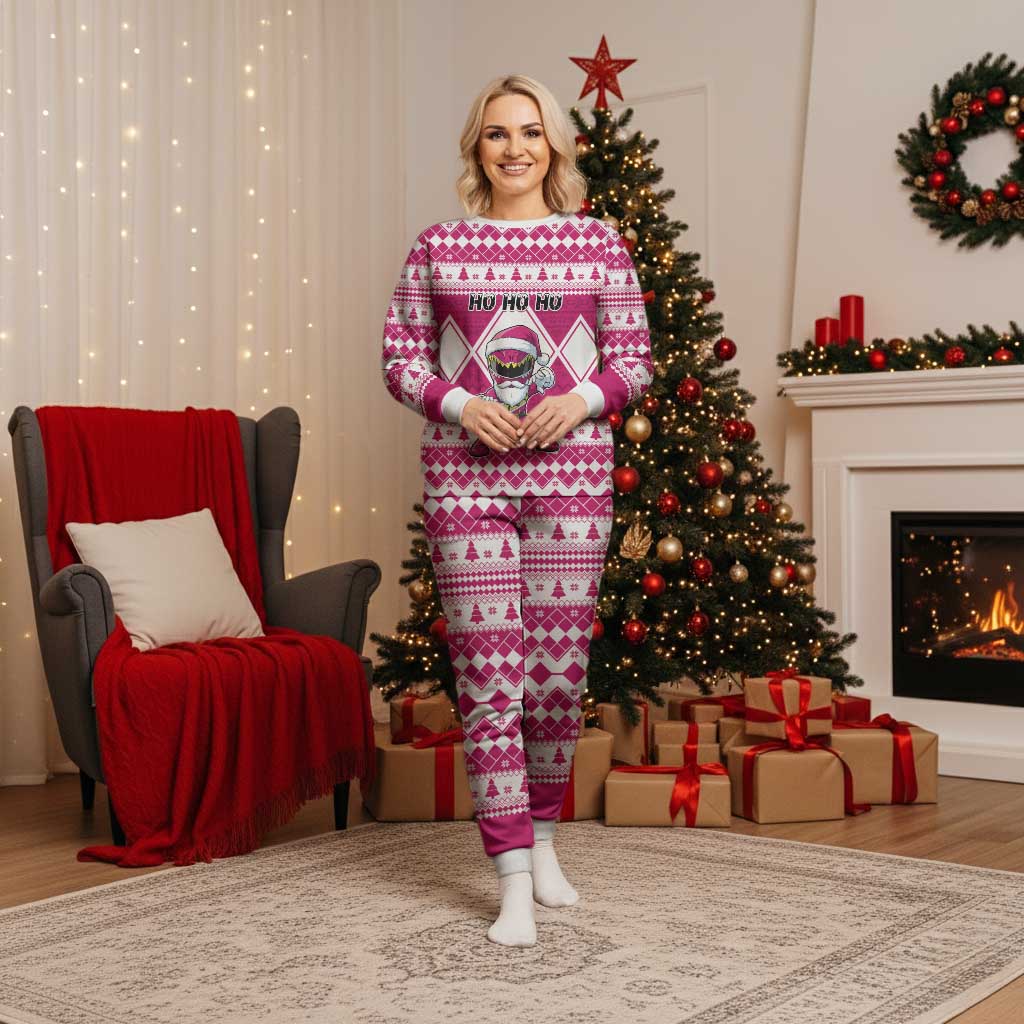 Power Pink Ranger Santa Claus Christmas Pajama Set Funny Christmas - Wonder Print Shop