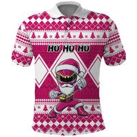 Personalized Power Pink Ranger Santa Claus Polo Shirt Funny Christmas - Wonder Print Shop