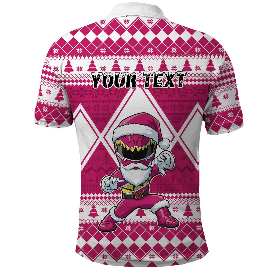 Personalized Power Pink Ranger Santa Claus Polo Shirt Funny Christmas - Wonder Print Shop