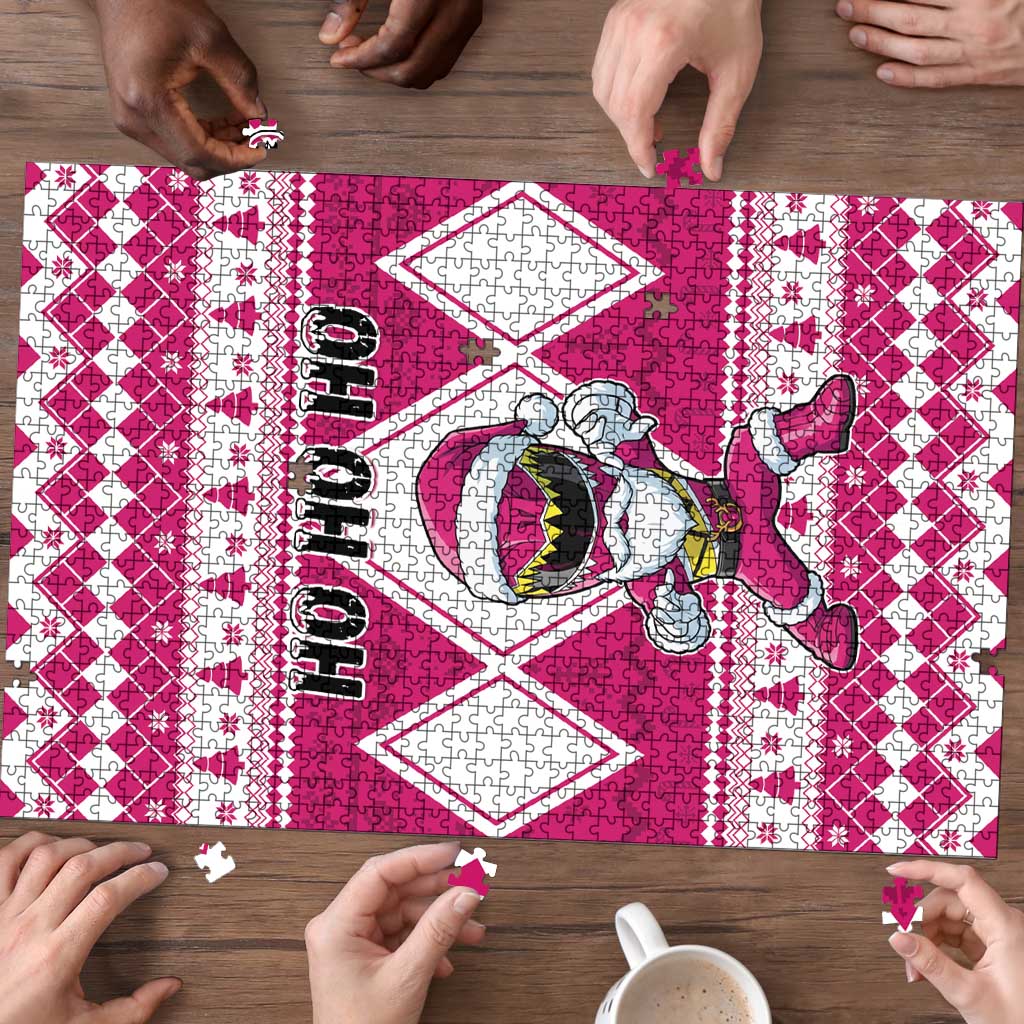 Power Pink Ranger Santa Claus Puzzle Funny Christmas - Wonder Print Shop