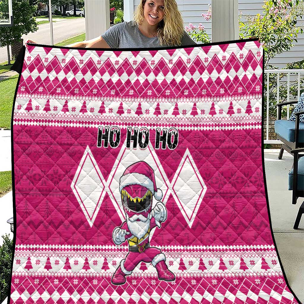 Power Pink Ranger Santa Claus Quilt Funny Christmas - Wonder Print Shop