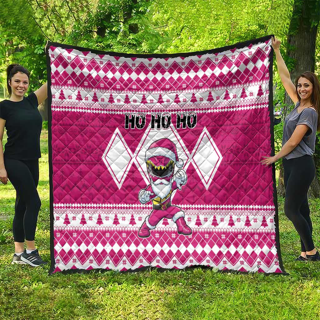 Power Pink Ranger Santa Claus Quilt Funny Christmas - Wonder Print Shop