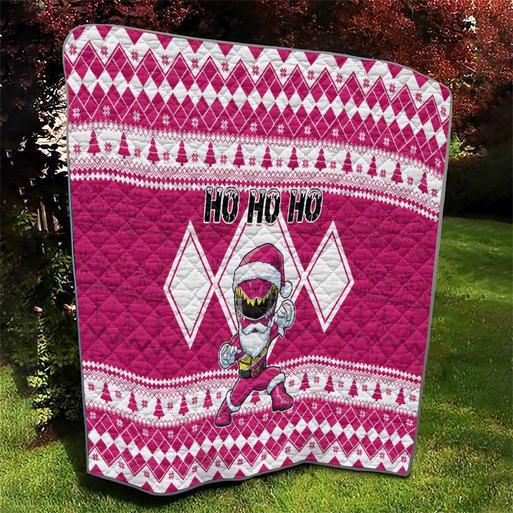 Power Pink Ranger Santa Claus Quilt Funny Christmas - Wonder Print Shop
