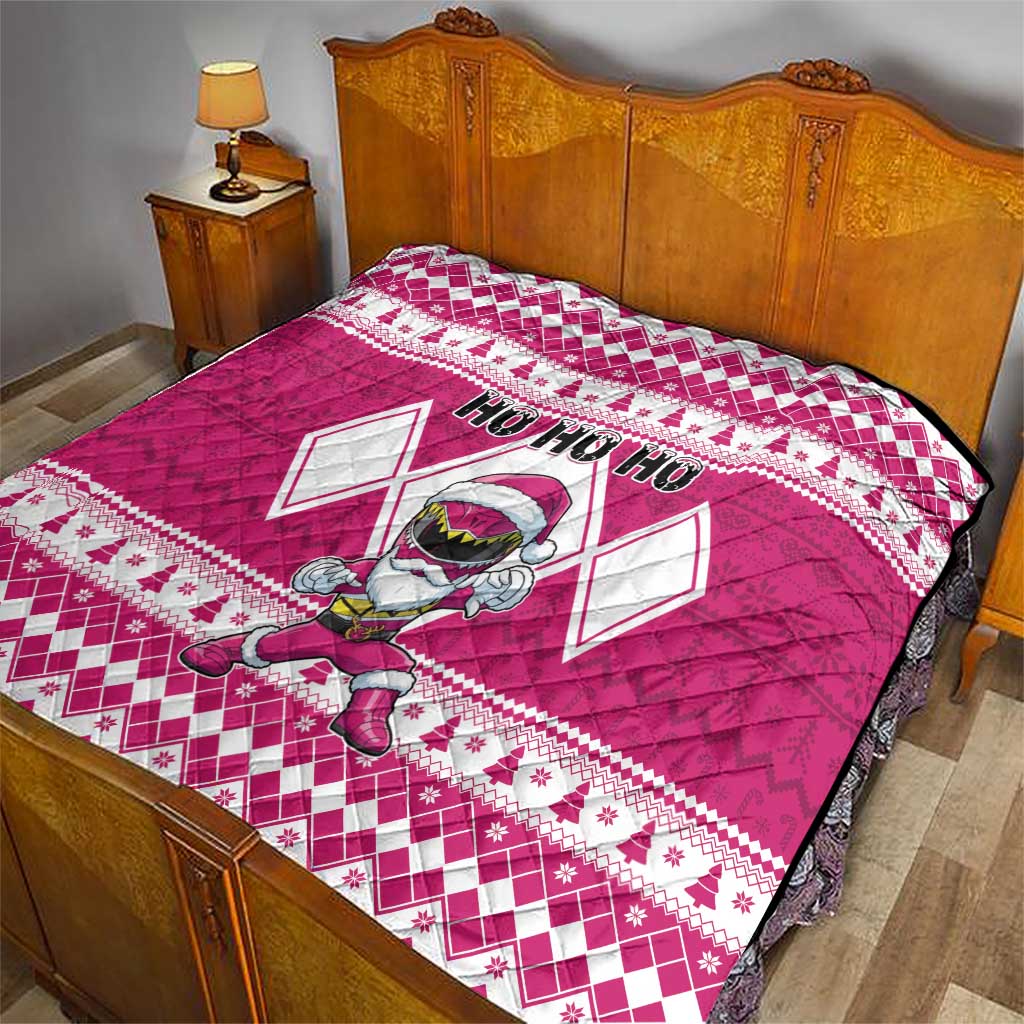 Power Pink Ranger Santa Claus Quilt Funny Christmas - Wonder Print Shop