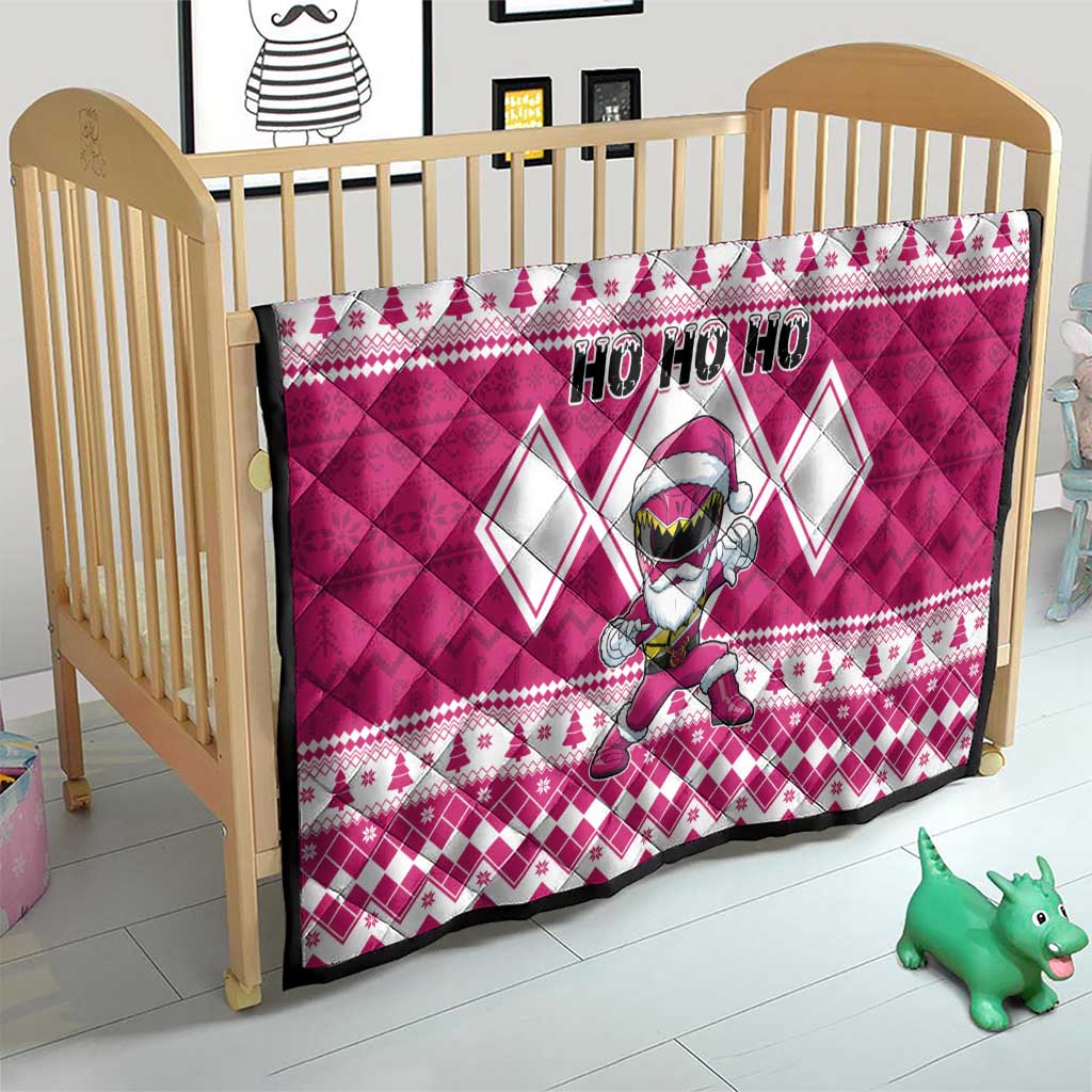 Power Pink Ranger Santa Claus Quilt Funny Christmas - Wonder Print Shop