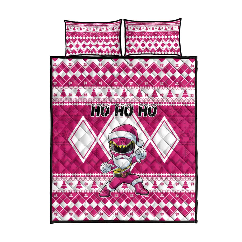 Power Pink Ranger Santa Claus Quilt Bed Set Funny Christmas - Wonder Print Shop