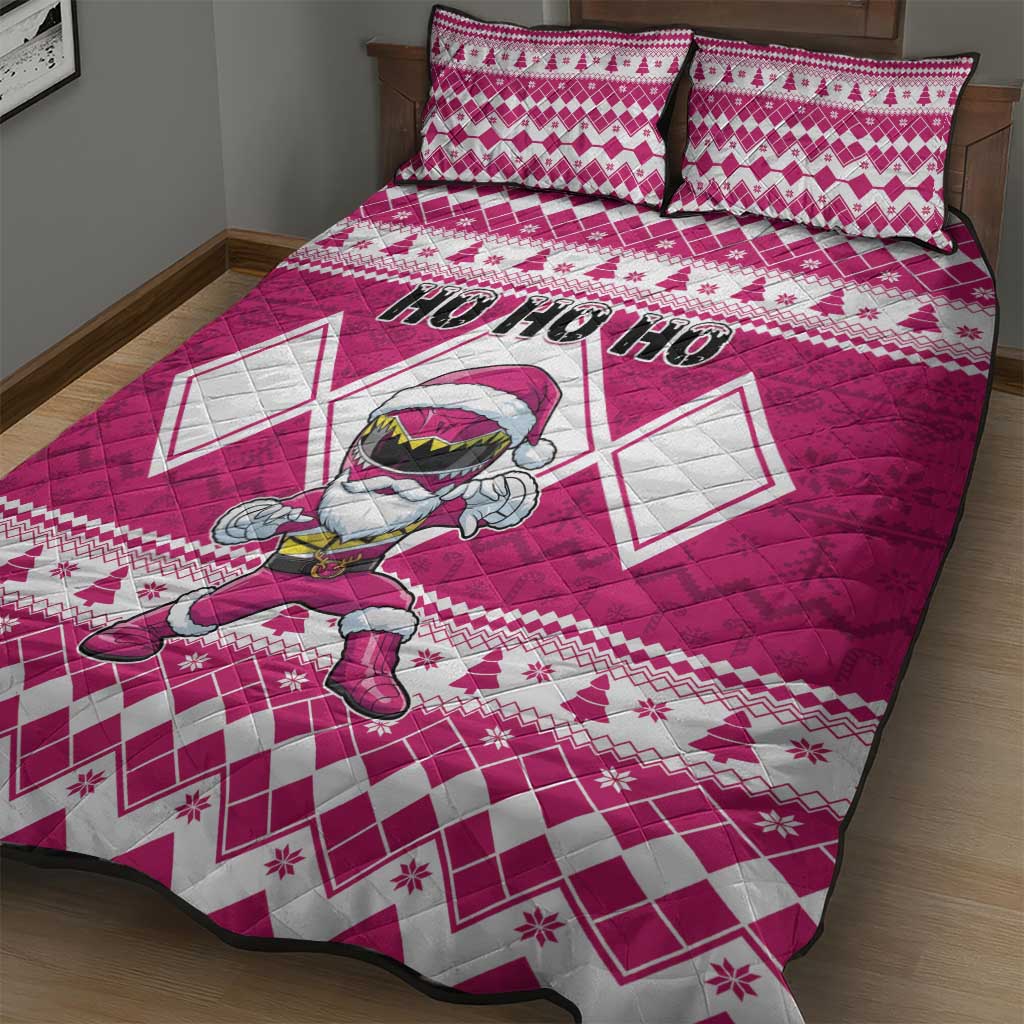 Power Pink Ranger Santa Claus Quilt Bed Set Funny Christmas - Wonder Print Shop