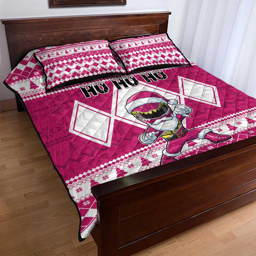 Power Pink Ranger Santa Claus Quilt Bed Set Funny Christmas - Wonder Print Shop
