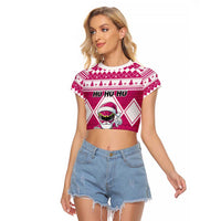 Personalized Power Pink Ranger Santa Claus Raglan Cropped T Shirt Funny Christmas - Wonder Print Shop
