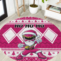 Power Pink Ranger Santa Claus Round Carpet Funny Christmas - Wonder Print Shop