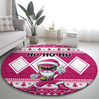 Power Pink Ranger Santa Claus Round Carpet Funny Christmas - Wonder Print Shop