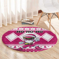 Power Pink Ranger Santa Claus Round Carpet Funny Christmas - Wonder Print Shop