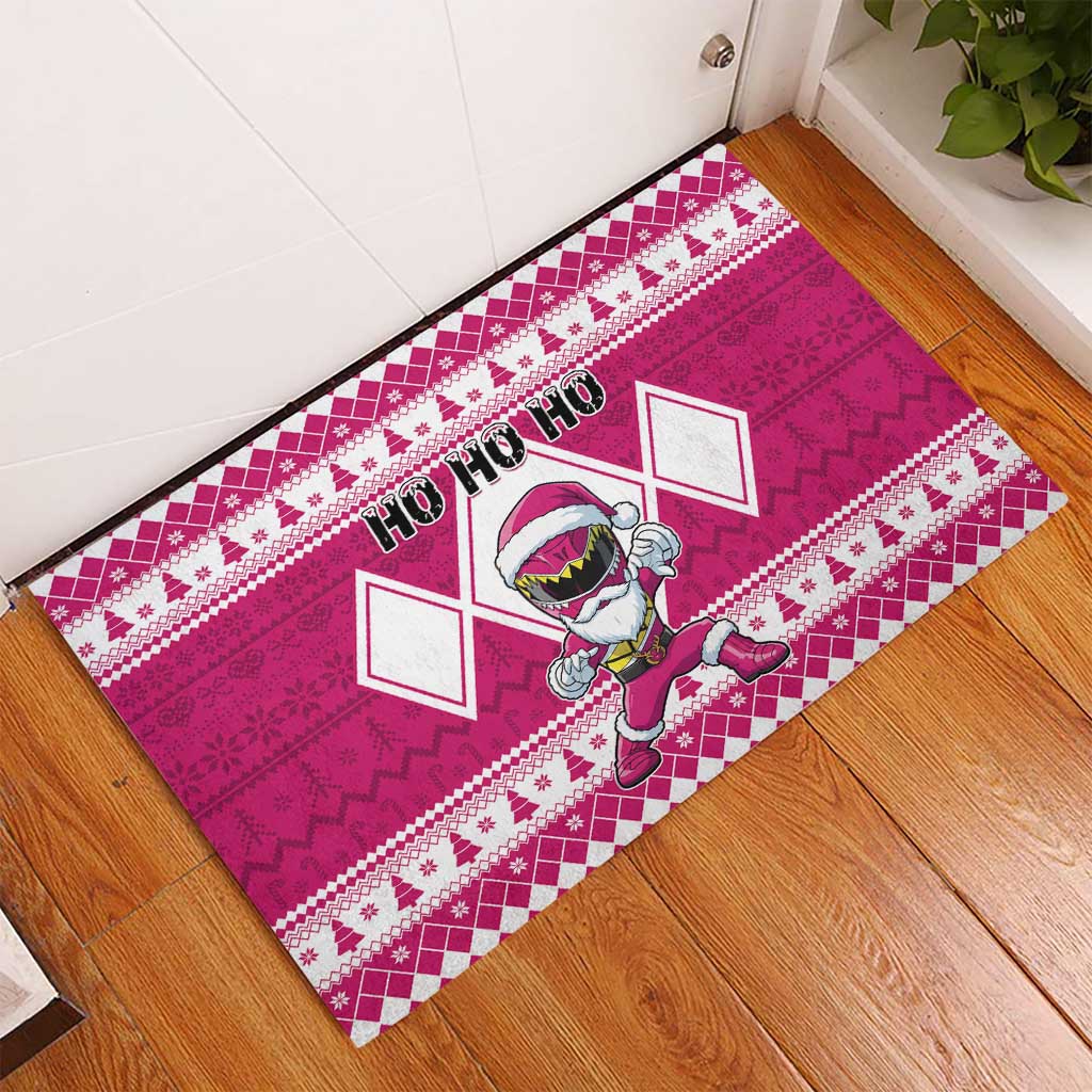 Power Pink Ranger Santa Claus Rubber Doormat Funny Christmas - Wonder Print Shop