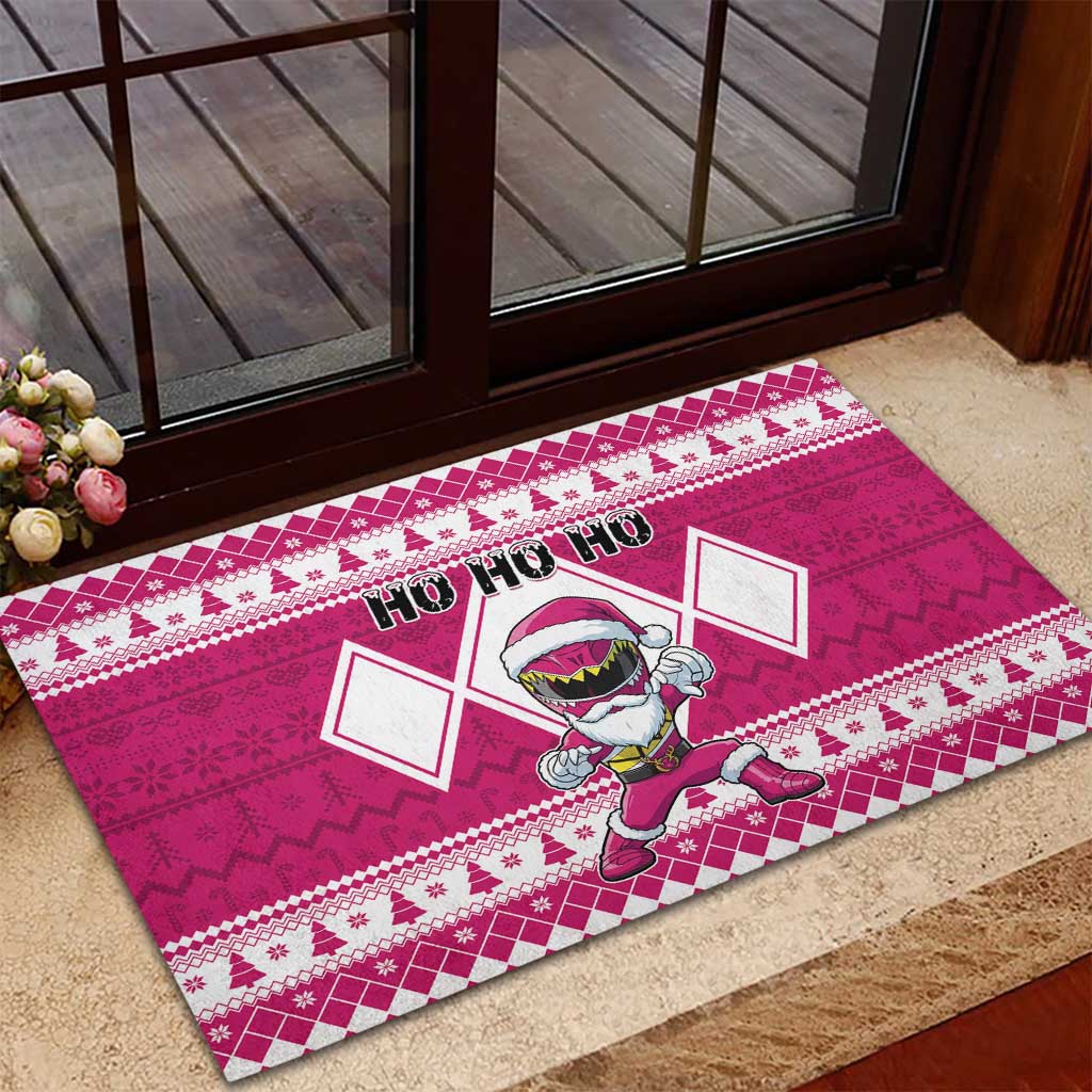 Power Pink Ranger Santa Claus Rubber Doormat Funny Christmas - Wonder Print Shop