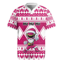 Personalized Power Pink Ranger Santa Claus Rugby Jersey Funny Christmas - Wonder Print Shop