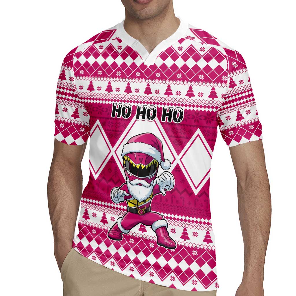 Personalized Power Pink Ranger Santa Claus Rugby Jersey Funny Christmas - Wonder Print Shop
