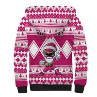 Personalized Power Pink Ranger Santa Claus Sherpa Hoodie Funny Christmas - Wonder Print Shop