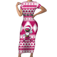 Personalized Power Pink Ranger Santa Claus Short Sleeve Bodycon Dress Funny Christmas - Wonder Print Shop