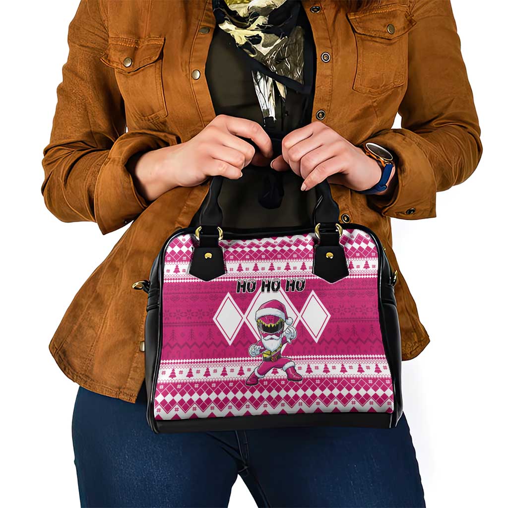 Power Pink Ranger Santa Claus Shoulder Handbag Funny Christmas - Wonder Print Shop