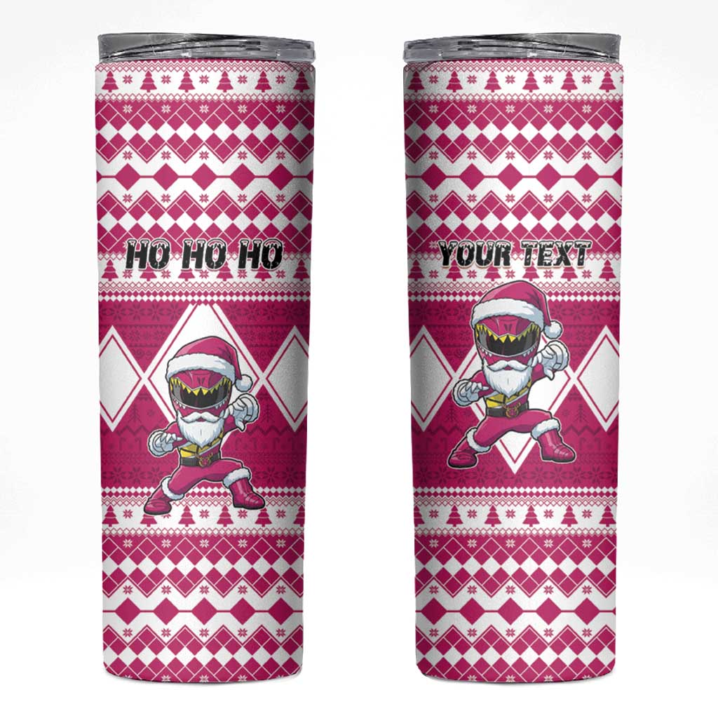 Personalized Power Pink Ranger Santa Claus Skinny Tumbler Funny Christmas - Wonder Print Shop