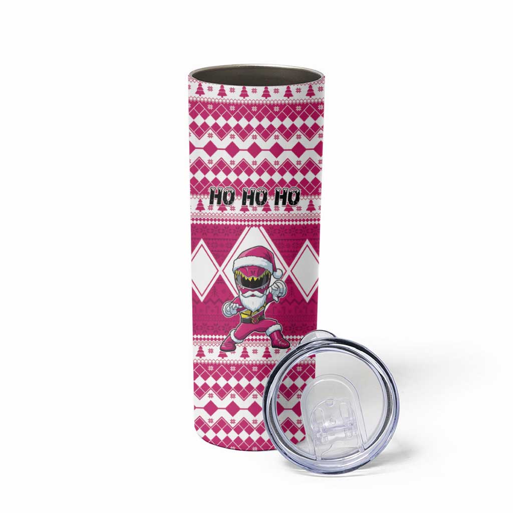 Personalized Power Pink Ranger Santa Claus Skinny Tumbler Funny Christmas - Wonder Print Shop