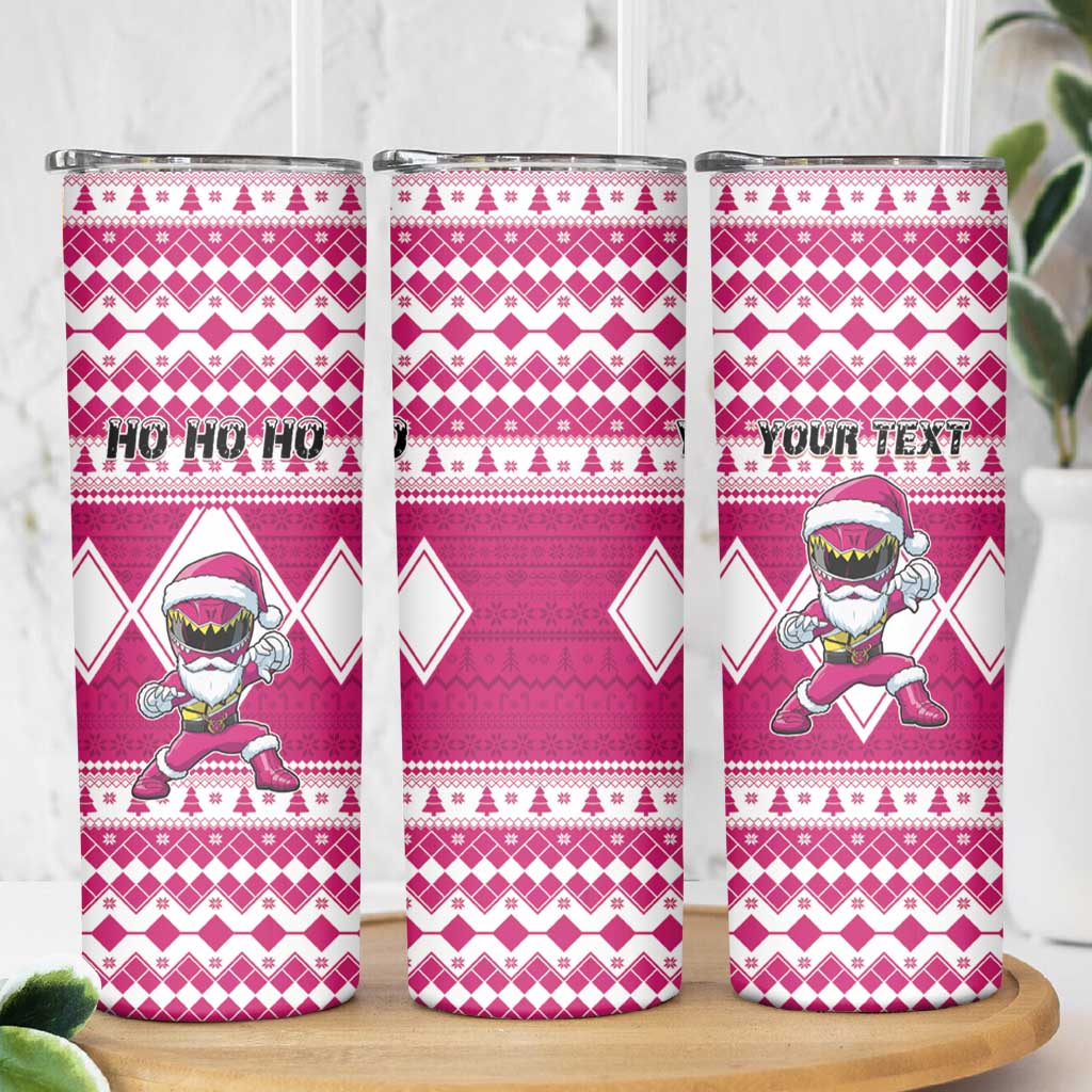 Personalized Power Pink Ranger Santa Claus Skinny Tumbler Funny Christmas - Wonder Print Shop