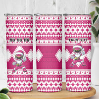 Personalized Power Pink Ranger Santa Claus Skinny Tumbler Funny Christmas - Wonder Print Shop