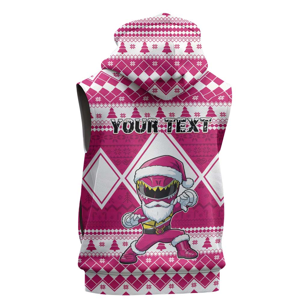 Personalized Power Pink Ranger Santa Claus Sleeveless Hoodie Funny Christmas - Wonder Print Shop