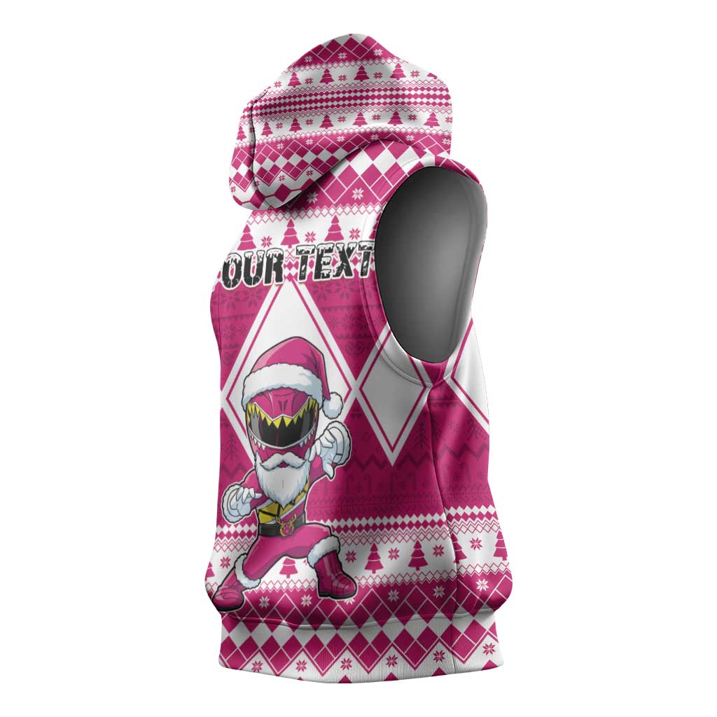 Personalized Power Pink Ranger Santa Claus Sleeveless Hoodie Funny Christmas - Wonder Print Shop