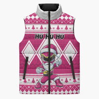 Personalized Power Pink Ranger Santa Claus Sleeveless Puffer Jacket Funny Christmas - Wonder Print Shop