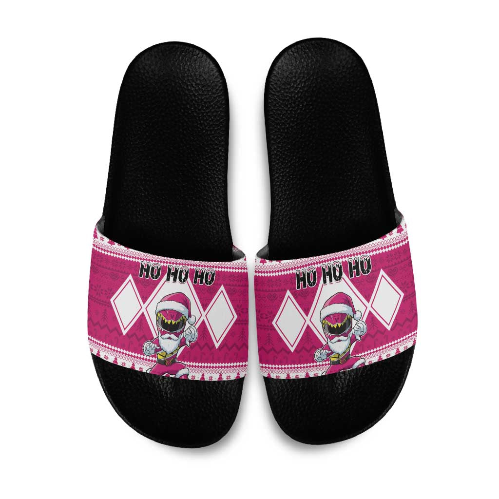 Power Pink Ranger Santa Claus Slide Sandals Funny Christmas - Wonder Print Shop