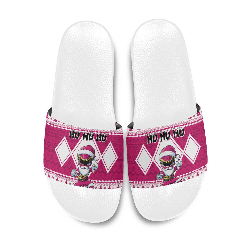 Power Pink Ranger Santa Claus Slide Sandals Funny Christmas - Wonder Print Shop