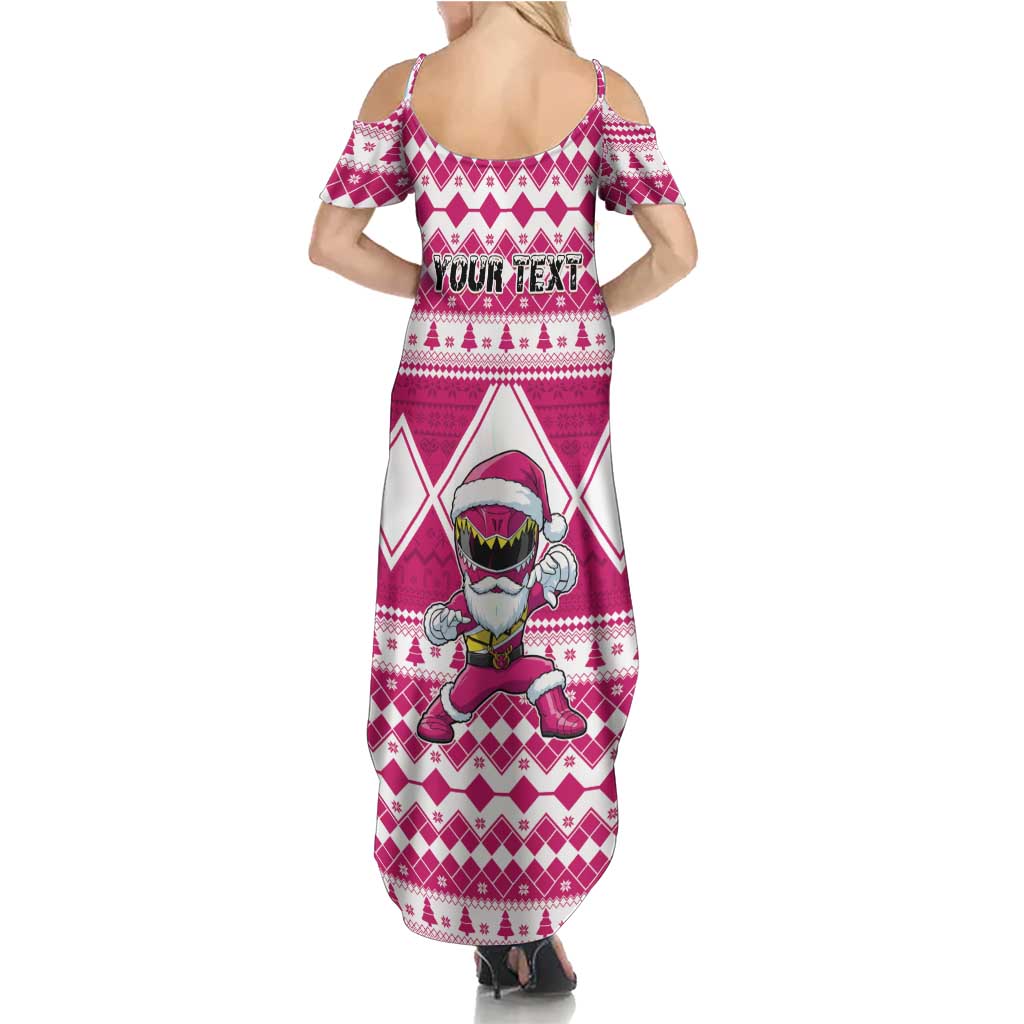 Personalized Power Pink Ranger Santa Claus Summer Maxi Dress Funny Christmas - Wonder Print Shop