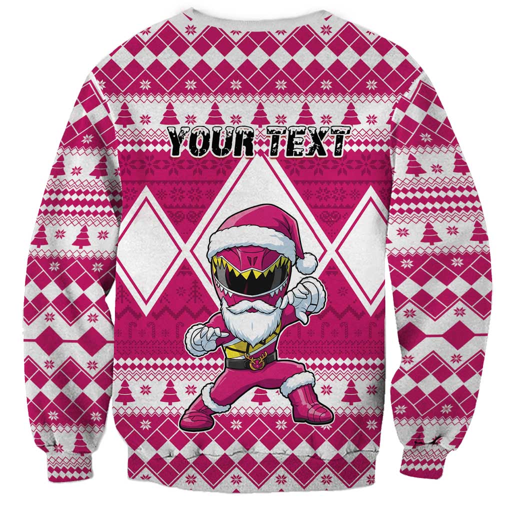 Personalized Power Pink Ranger Santa Claus Sweatshirt Funny Christmas - Wonder Print Shop