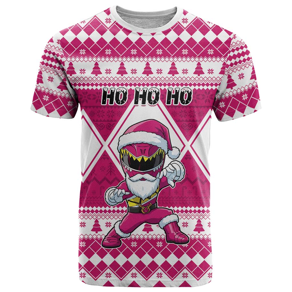 Personalized Power Pink Ranger Santa Claus T Shirt Funny Christmas - Wonder Print Shop
