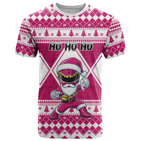 Personalized Power Pink Ranger Santa Claus T Shirt Funny Christmas - Wonder Print Shop