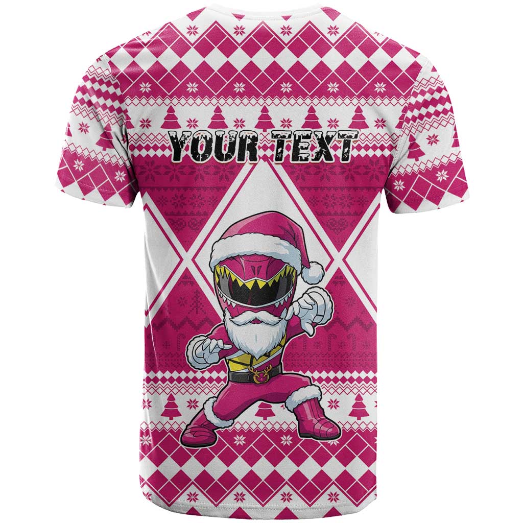 Personalized Power Pink Ranger Santa Claus T Shirt Funny Christmas - Wonder Print Shop