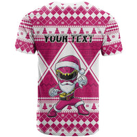 Personalized Power Pink Ranger Santa Claus T Shirt Funny Christmas - Wonder Print Shop