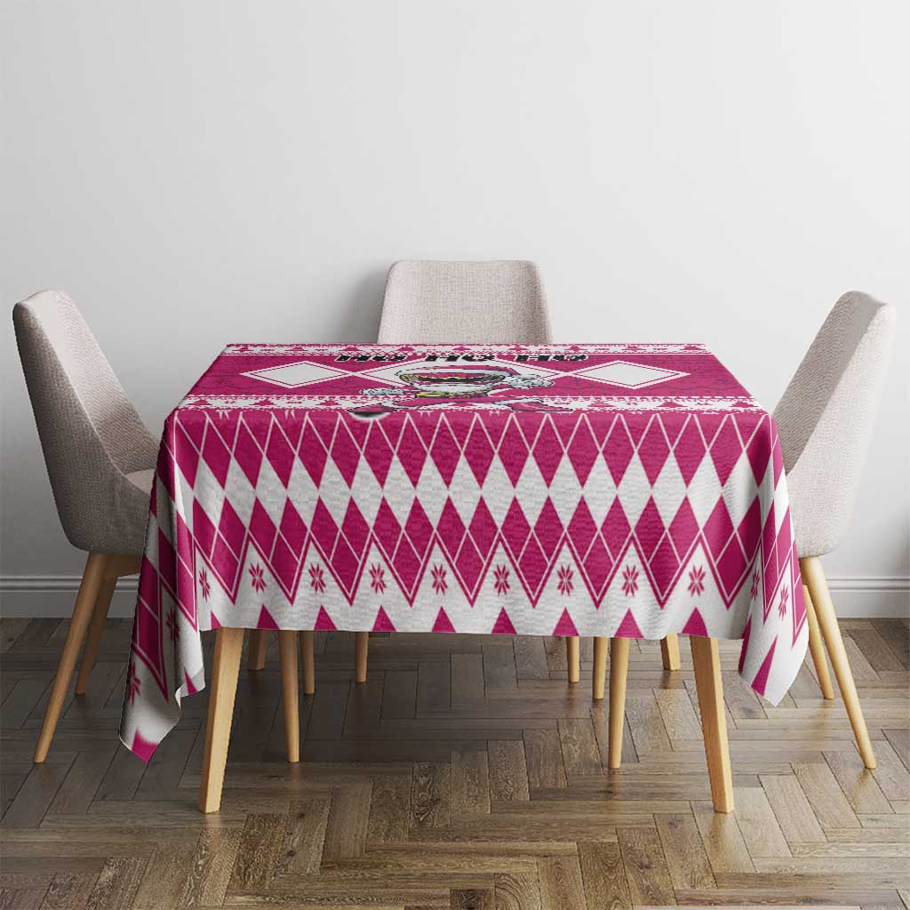 Power Pink Ranger Santa Claus Tablecloth Funny Christmas - Wonder Print Shop